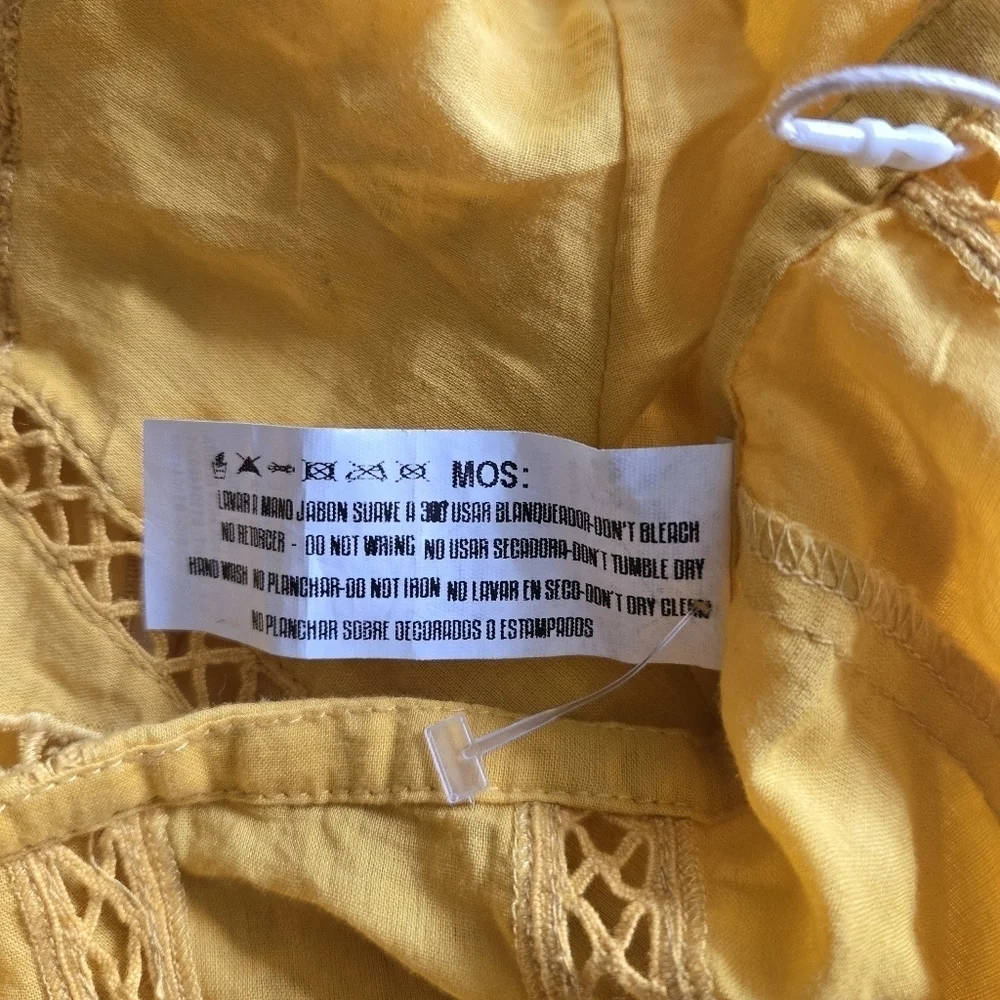New Agua Bendita Bree Eames Embroidery Yellow Cover-Up Cut Shorts NWT